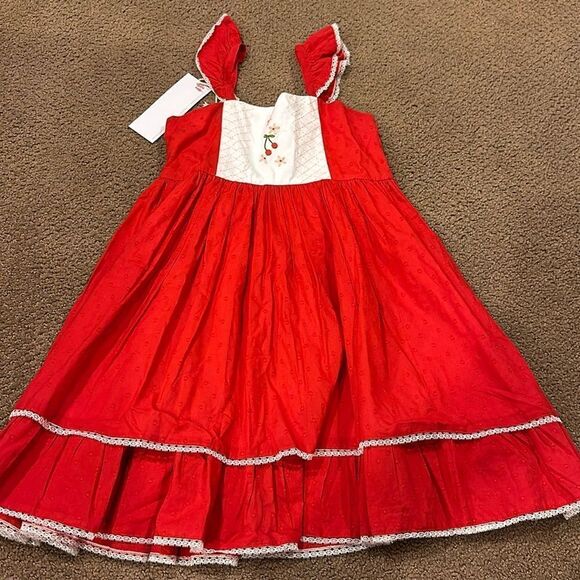 Well Dressed Wolf Girls Red Cameron Cherry Sundress - Picture 1 of 8